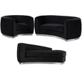 3-Piece Set with Accent Chair Chaise & Loveseat in Black and Chrome K16668