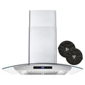380 CFM Convertible Wall Mount Range Hood with Glass Canopy S802215