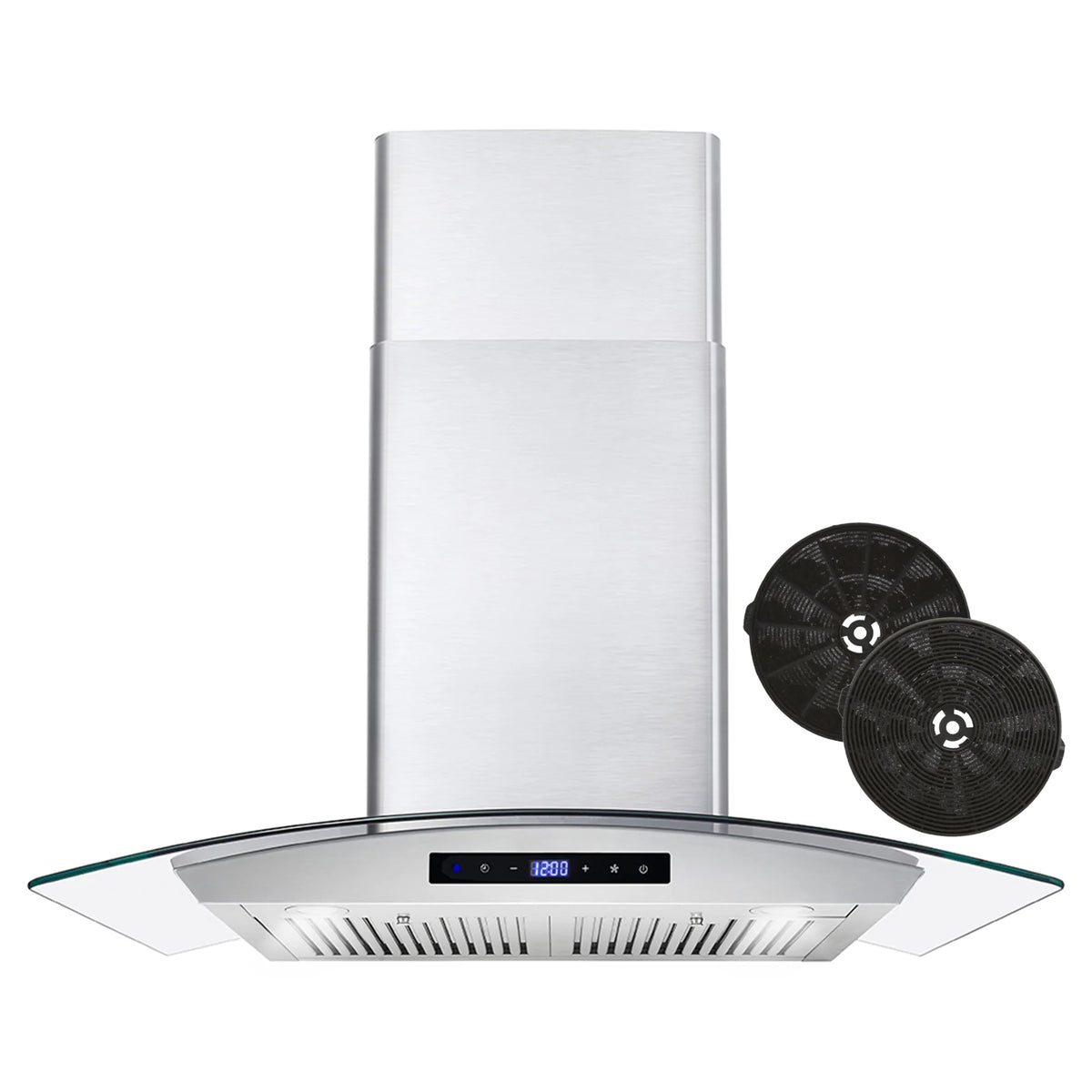 380 CFM Convertible Wall Mount Range Hood with Glass Canopy S802215