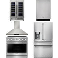 36 Gas Range, Range Hood, Refrigerator, Dishwasher and Wine Cooler V62857