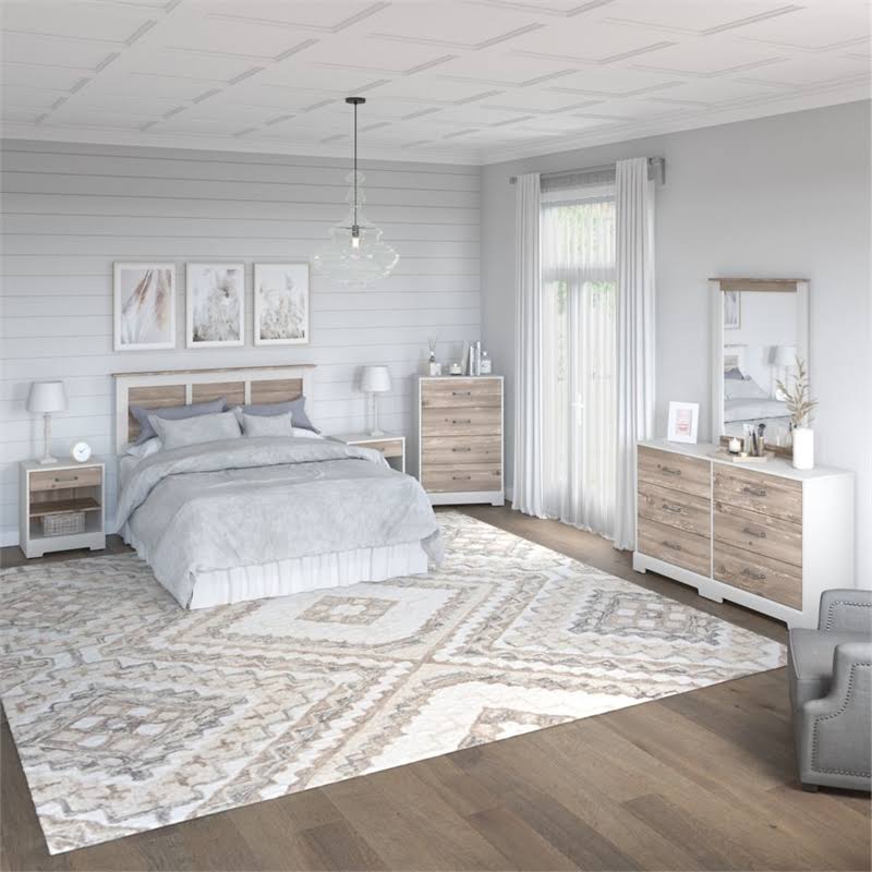 White Suede Oak Barnwood Chest of Drawers M1687