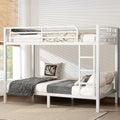 Twin XL Over Twin XL Black Metal Bunk Bed Frame with Ladder & Guardrail Z347