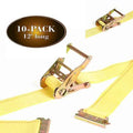 2 x 12 Heavy Duty Yellow Polyester Ratcheting Straps T928