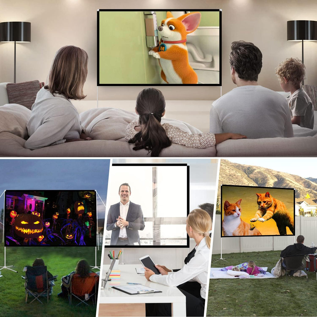 100 Inch 16:9 Portable Projector Screen with Stand and Carry Bag S167