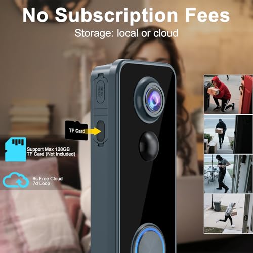 2K HD Wireless Video Doorbell with Chime, Battery Powered L419
