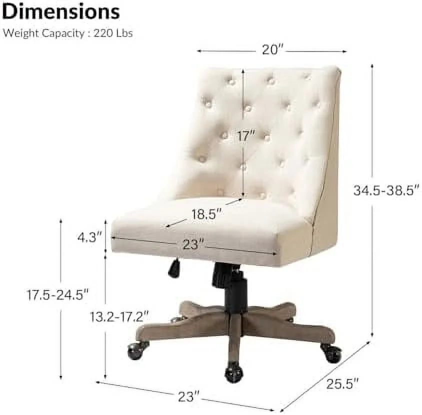 Beige Tufted Upholstered Armless Office Chair Q39564