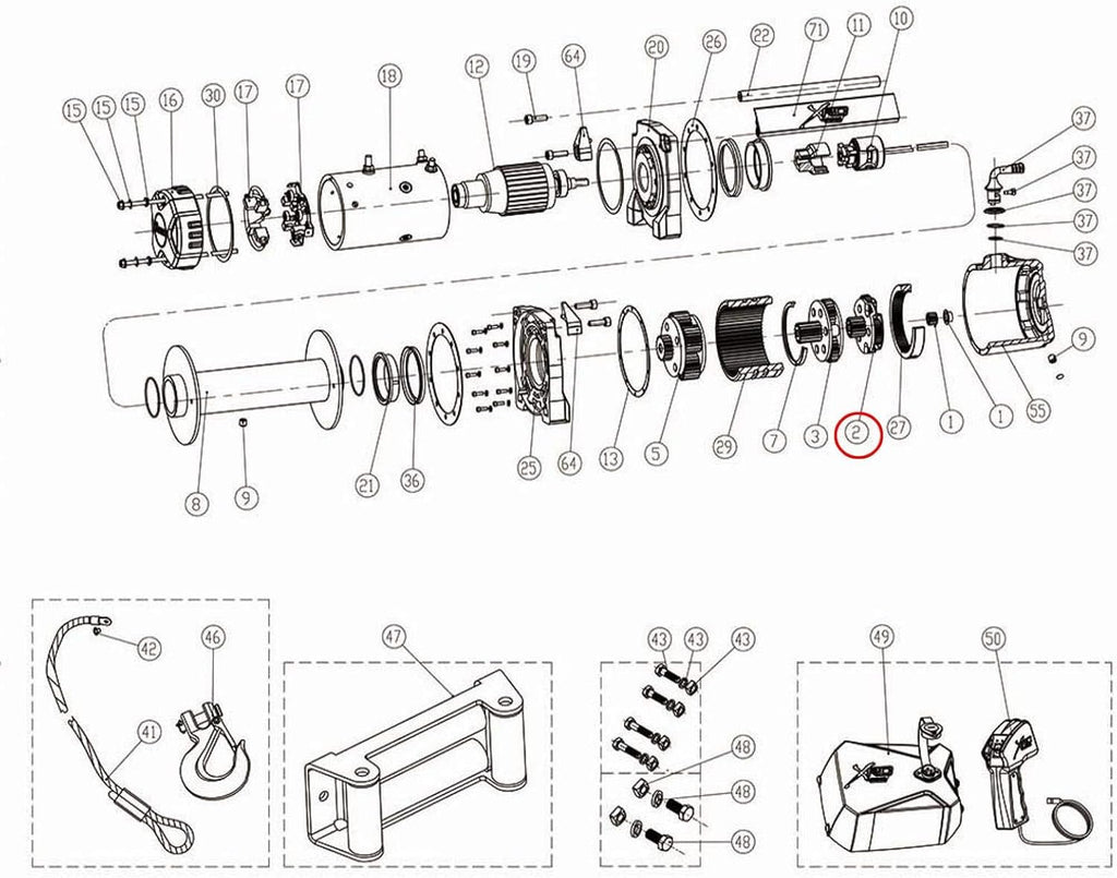 Winch Input Gear Carrier Assembly Pack of 2 V819550