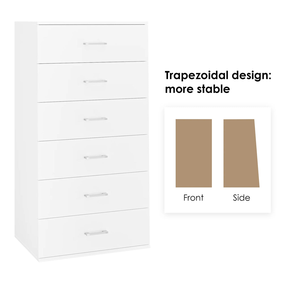 White 6 Drawer Wood Dresser T6030