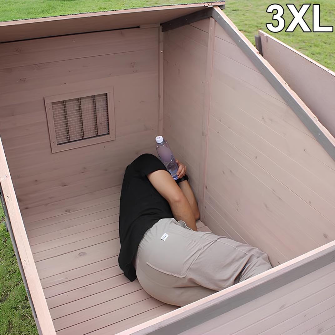 Grey Weatherproof Wooden Dog House with Elevated Floor P7453