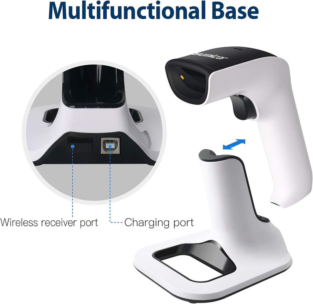 2D Bluetooth Barcode Scanner with Stand, 3 in 1 Wireless & Wired, 1D & 2D, Pack of 2 T353