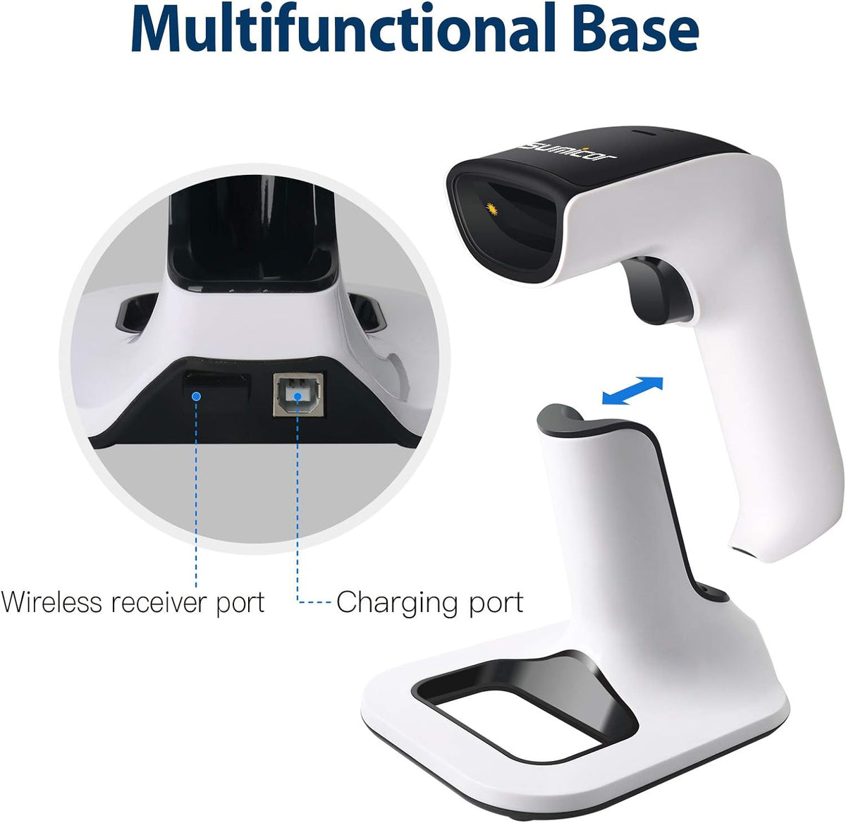 2D Bluetooth Barcode Scanner with Stand, 3 in 1 Wireless & Wired, 1D & 2D, Pack of 2 T353