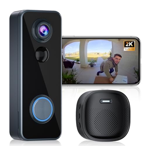 2K HD Wireless Video Doorbell with Chime, Battery Powered L419