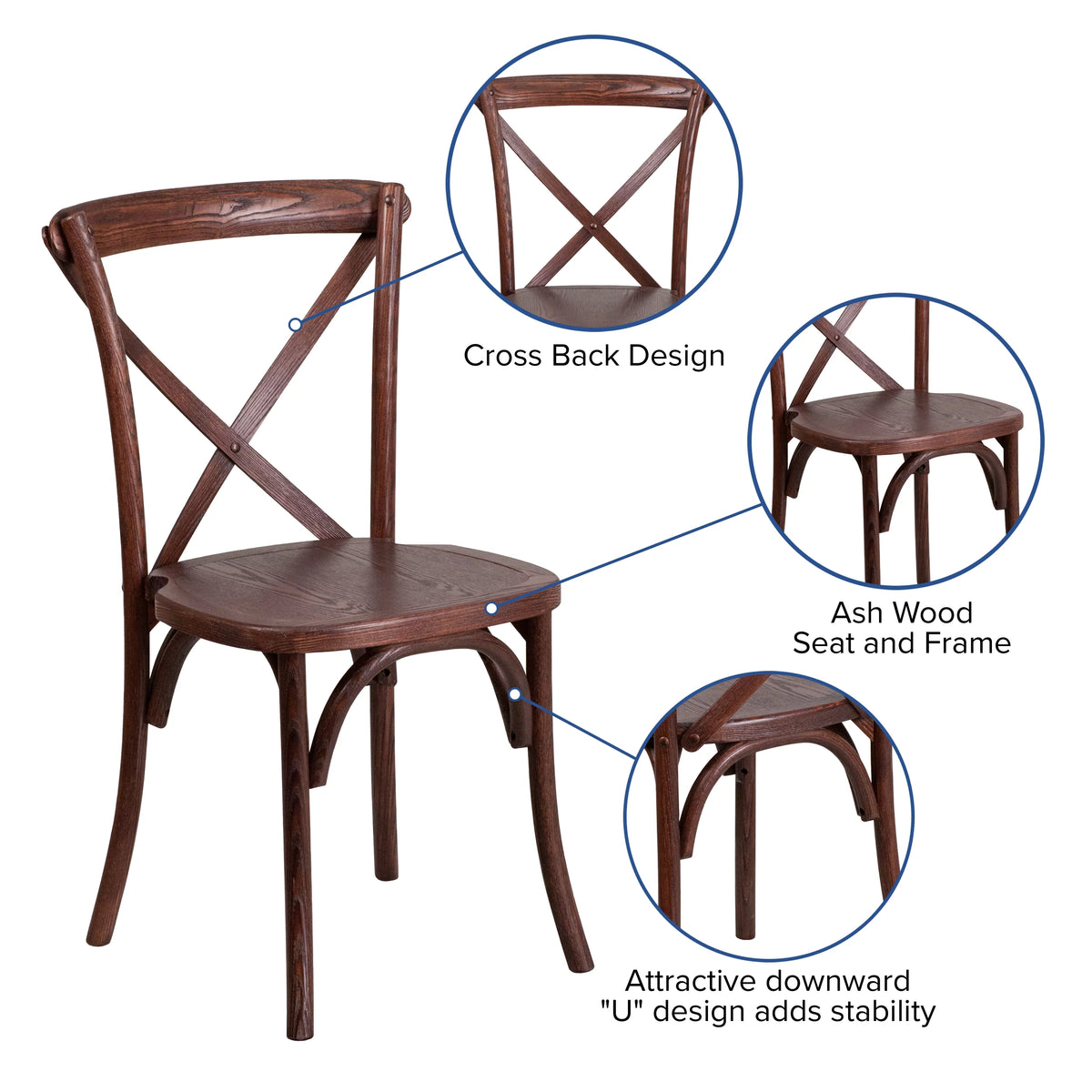 Mahogany Wood Cross Back Chair Q642802