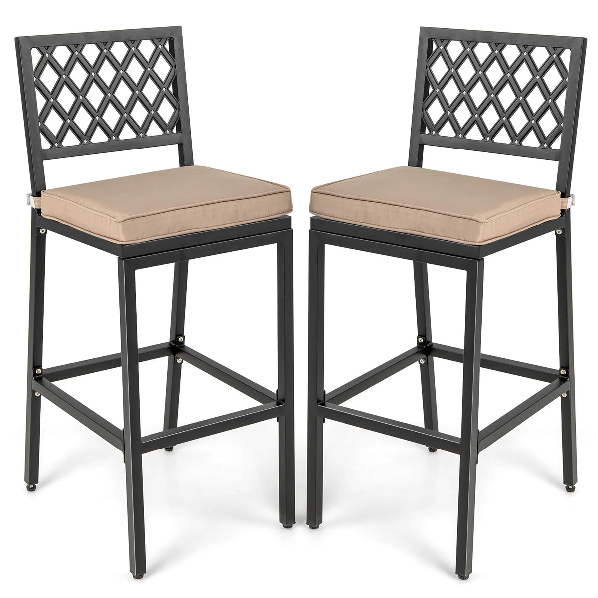 Set of 2 Metal Bar Stools with Cushion A34909