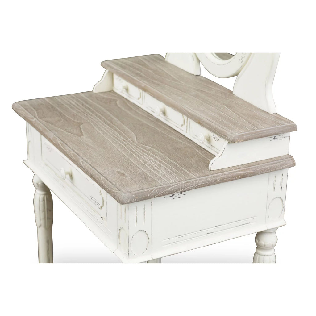 White and Natural Bedroom Vanity Table W3314