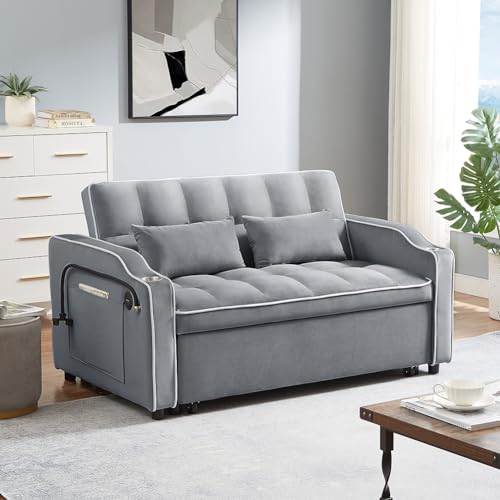 3-in-1 Velvet Convertible Sleeper Sofa Bed P5141