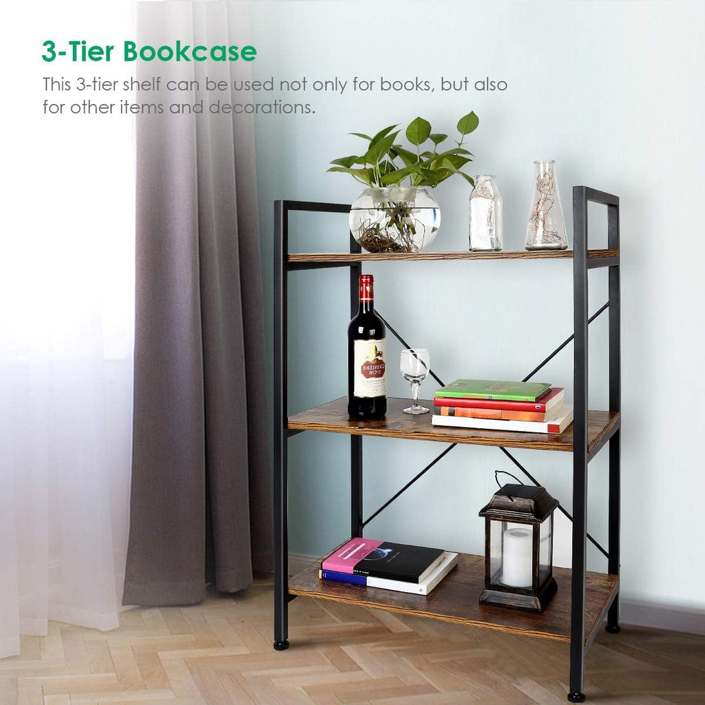 3-Tier Wood and Metal Bookshelf B89022