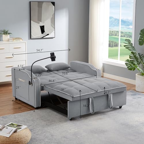 3-in-1 Velvet Convertible Sleeper Sofa Bed P5141