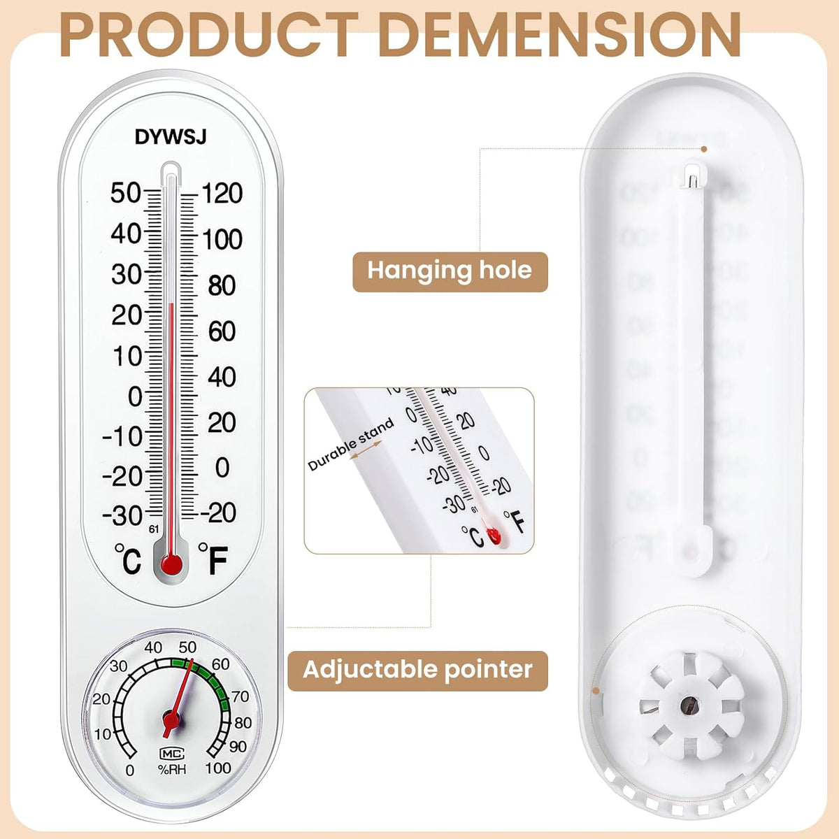 20 Pcs Thermometer Hygrometer Temperature Humidity Meter with Celsius/Fahrenheit M178572