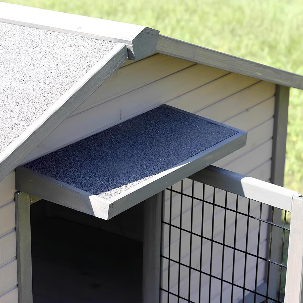 Grey Weatherproof Wooden Dog House with Elevated Floor P7453