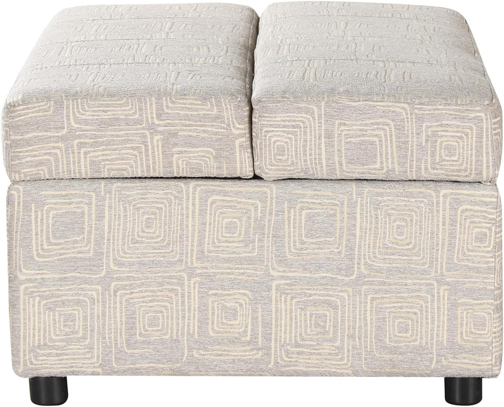 Twin Size Folding Ottoman Sleeper Bed with Mattress Convertible Guest Bed Light Gray Couch Sofa E324980