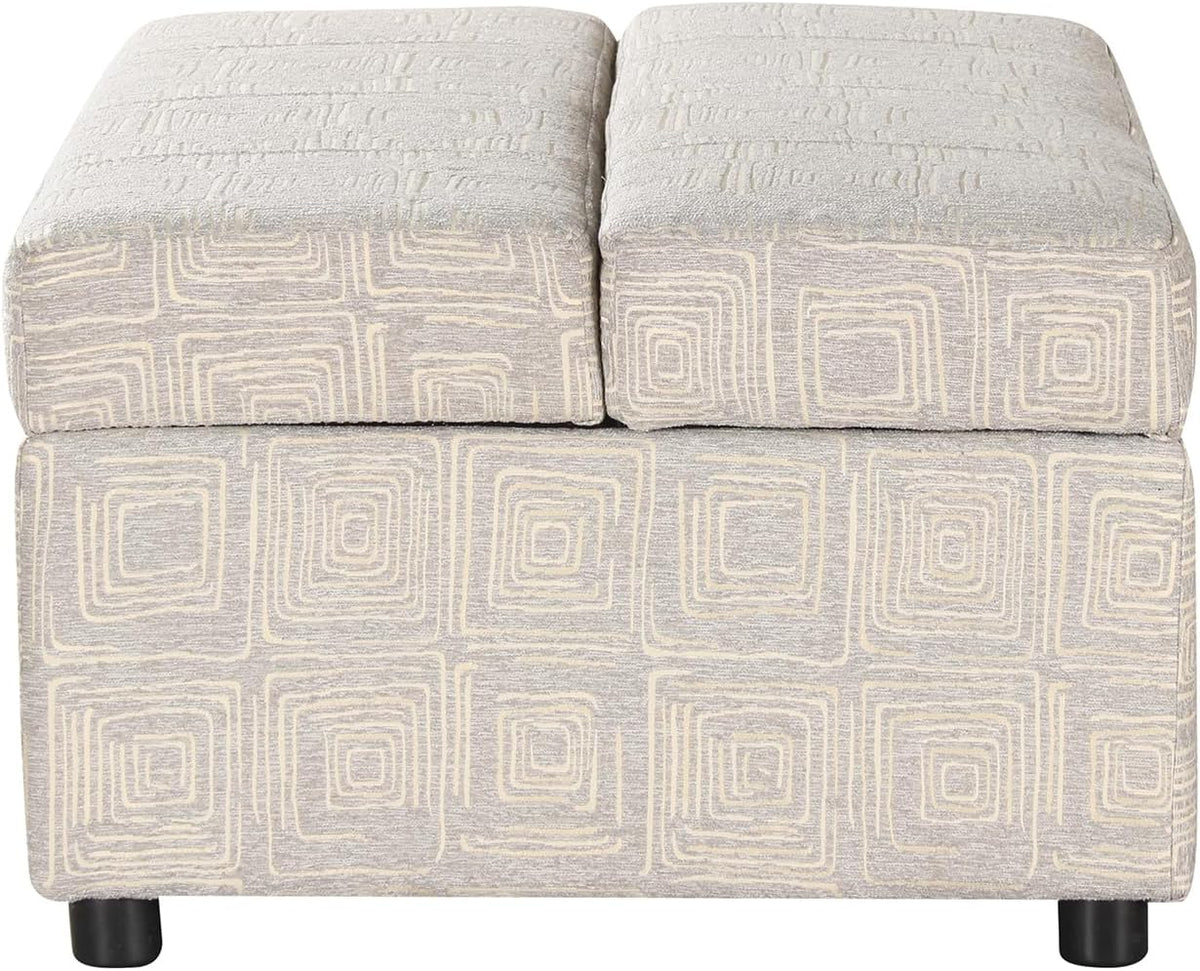 Twin Size Folding Ottoman Sleeper Bed with Mattress Convertible Guest Bed Light Gray Couch Sofa E324980