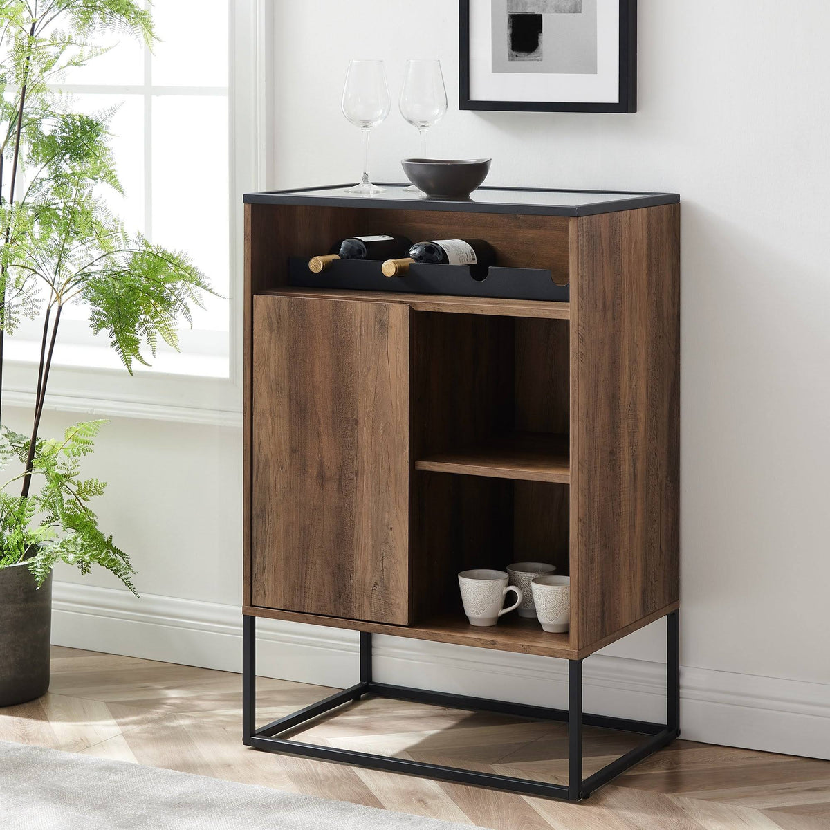 Glass Top 1-Door Bar Cabinet D48819