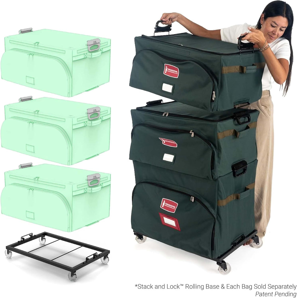 Green Christmas Ornament Storage Box with Dividers, Holds 72 Ornaments up to 4 Inches D73561