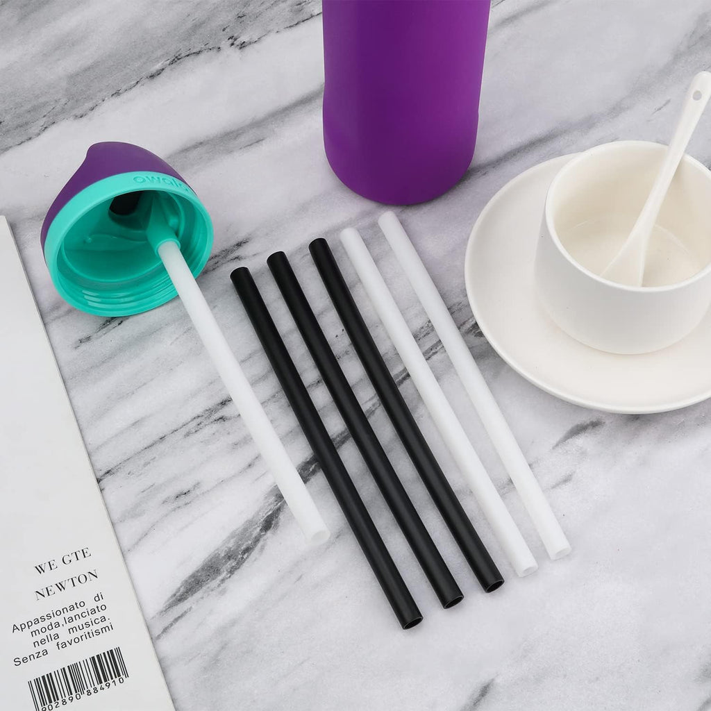6pcs Reusable Plastic Straws with Cleaning Brush for 24 oz Water Bottle O51185