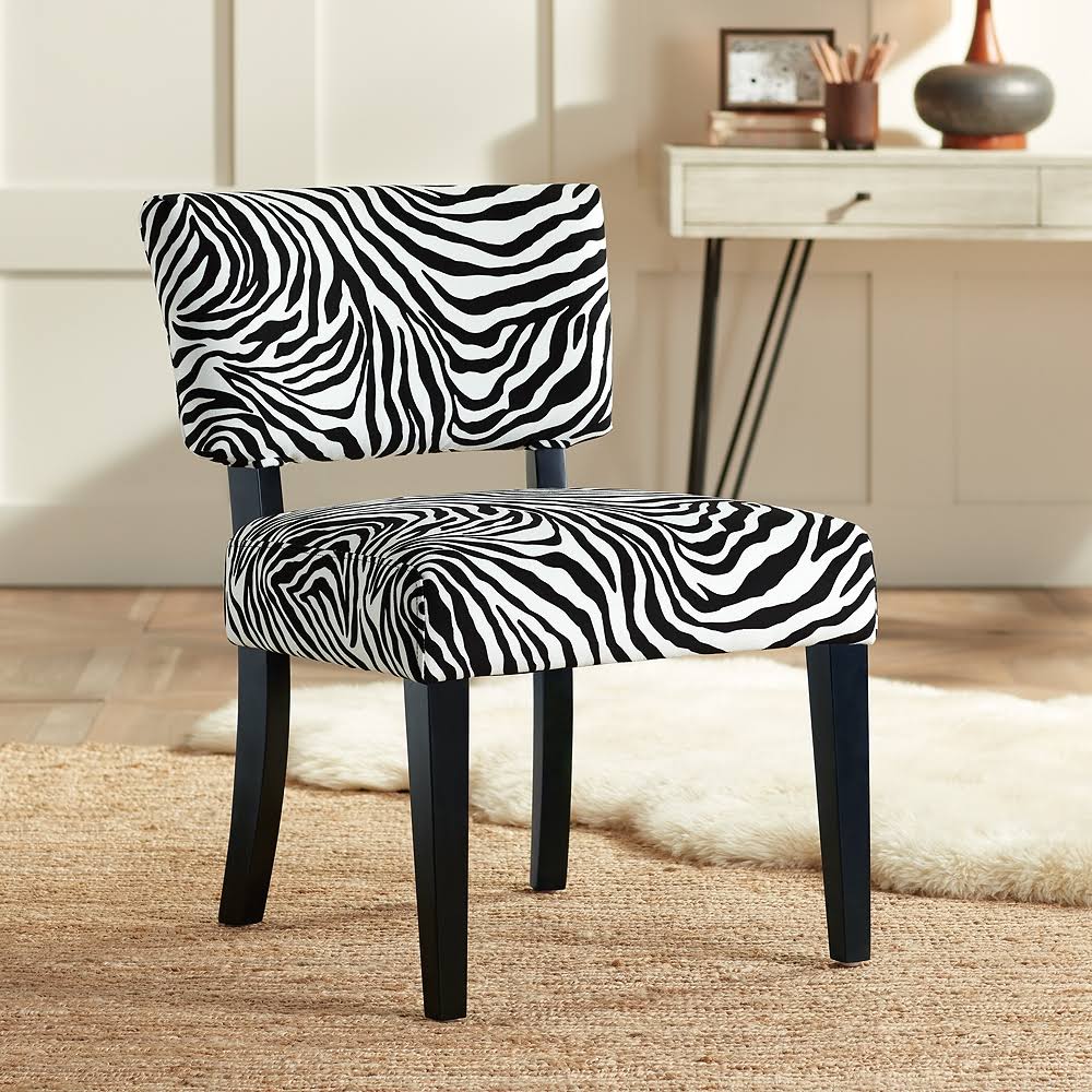 Zambia Zebra Print Accent Chair with Velvet Fabric L758654