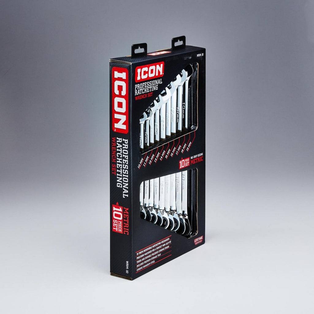 Metric Ratcheting Combination Wrench Set, 10-Piece D297840