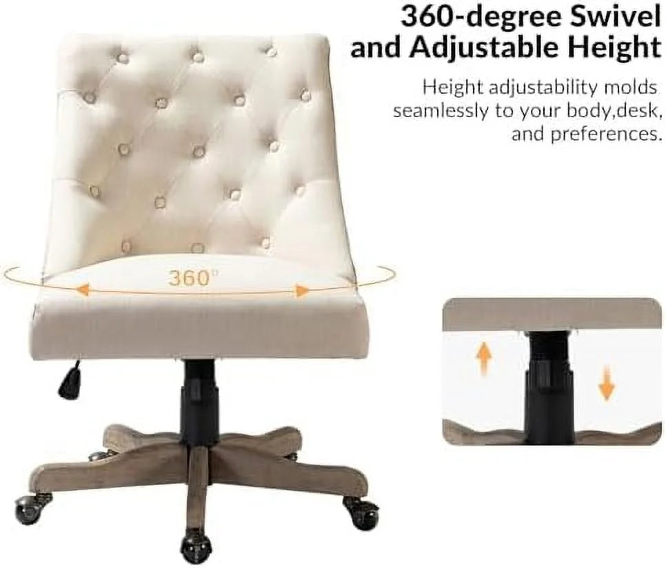 Beige Tufted Upholstered Armless Office Chair Q39564