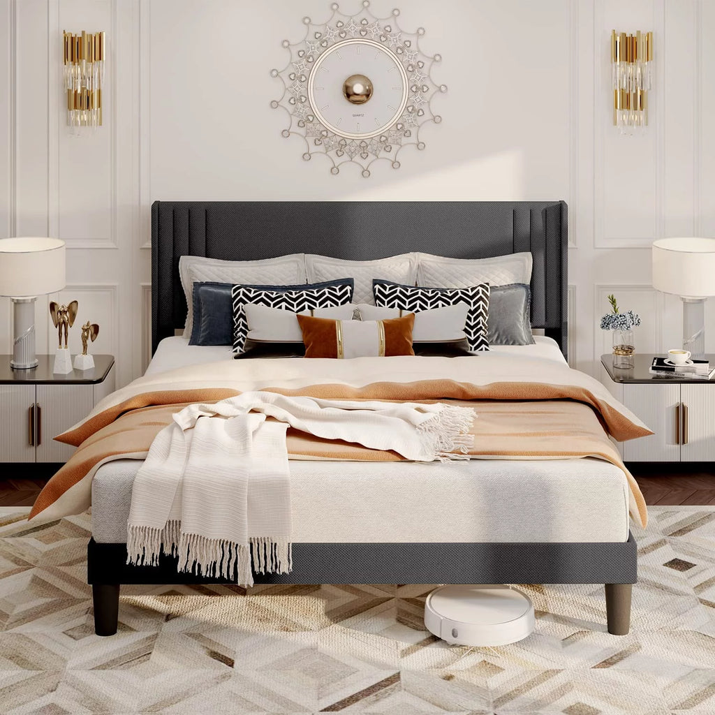 Queen Bed Frame with Adjustable Headboard and 4 Storage Drawers J4436
