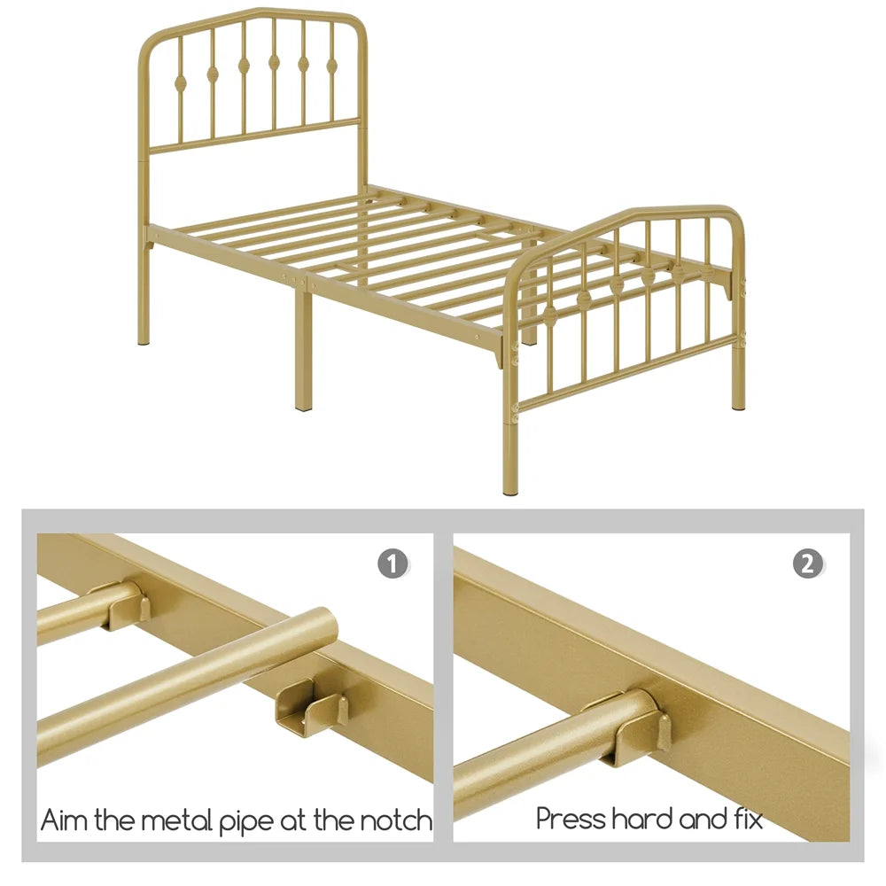 Twin Size Metal Bed with Arched Headboard and Footboard M995