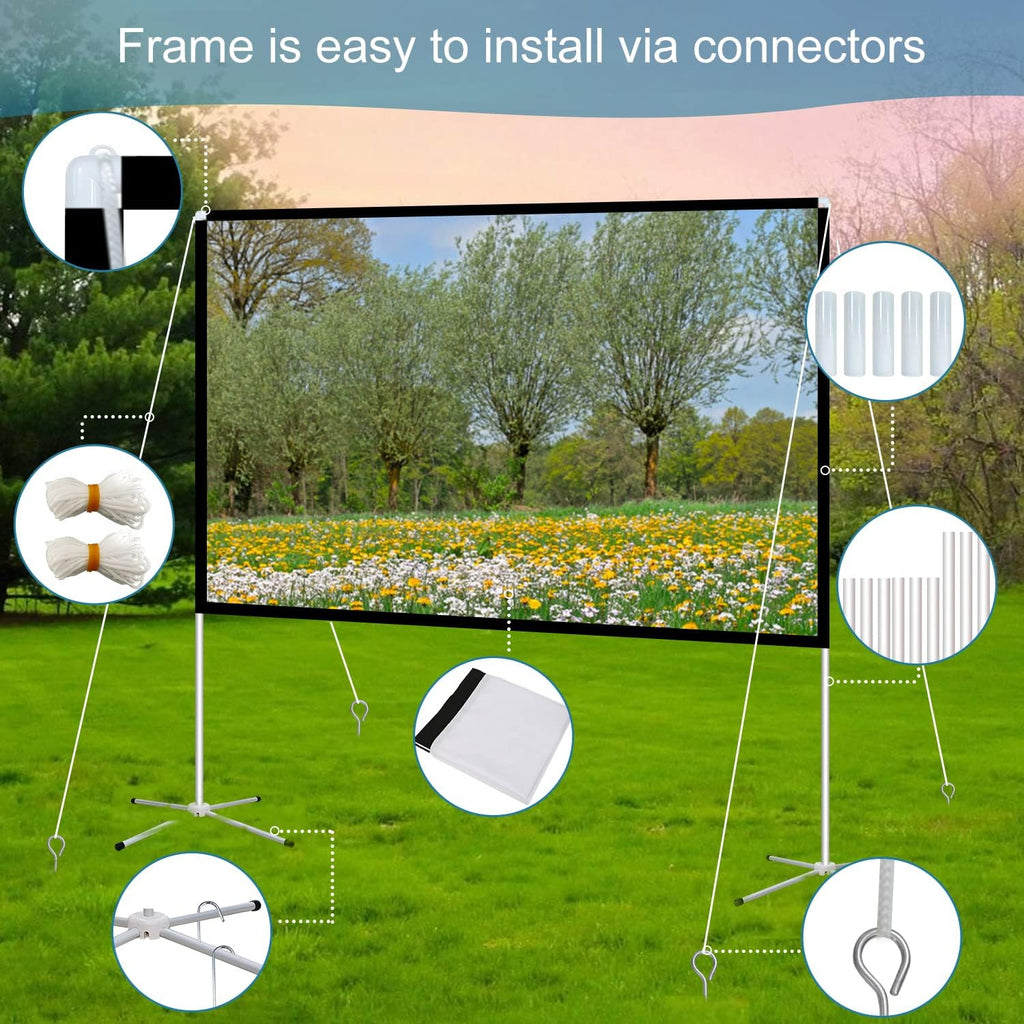 100 Inch 16:9 Portable Projector Screen with Stand and Carry Bag S167