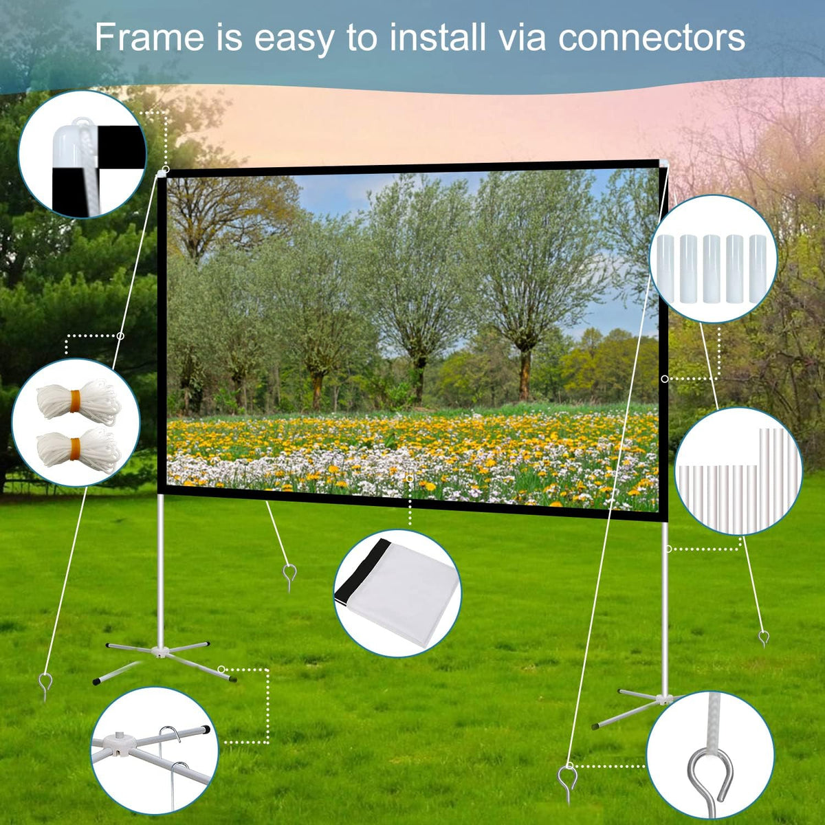 100 Inch 16:9 Portable Projector Screen with Stand and Carry Bag S167