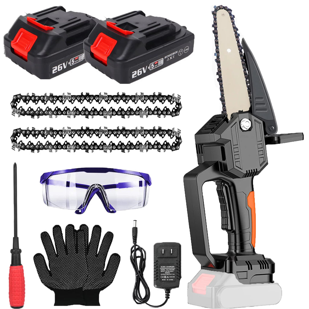 6-Inch Cordless Mini Chainsaw with 2 Batteries 2 Chains D37071