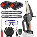 6-Inch Cordless Mini Chainsaw with 2 Batteries 2 Chains D37071