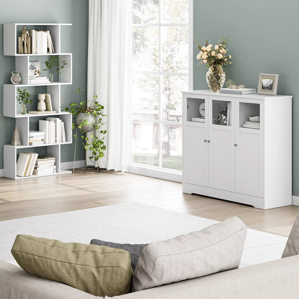 White 3 Glass Door Accent Cabinet H5715