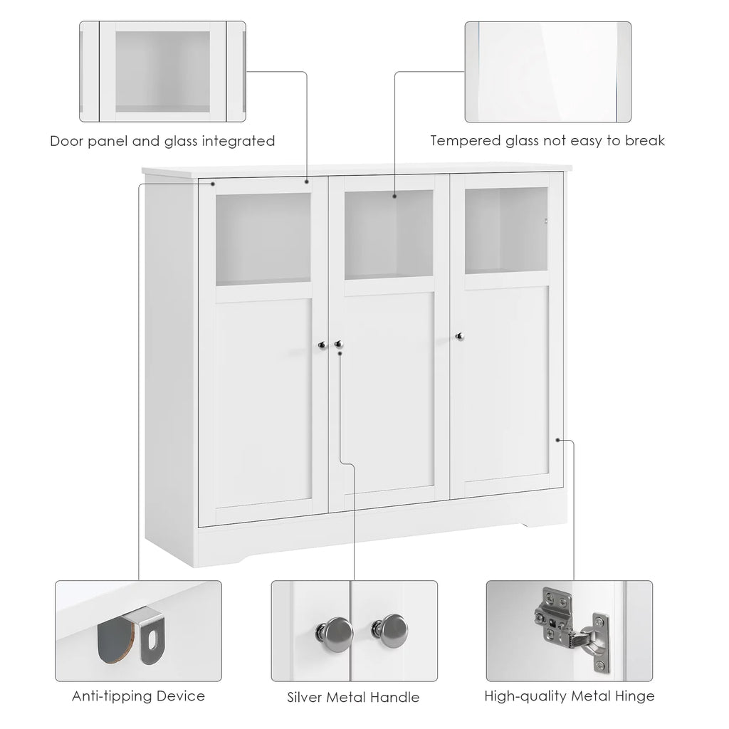 White 3 Glass Door Accent Cabinet H5715