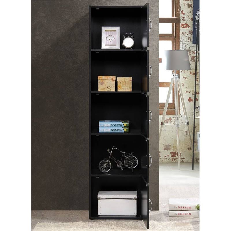 5 Shelf 5 Door Bookcase in Black I3078