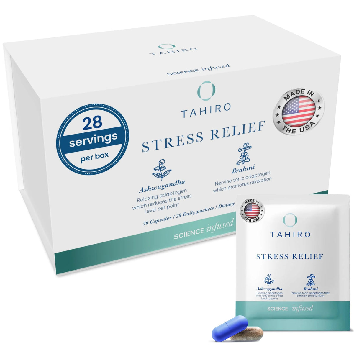 Magnesium Vitamin B Ashwagandha Brahmi Vegan Supplement 28-Packets G53958