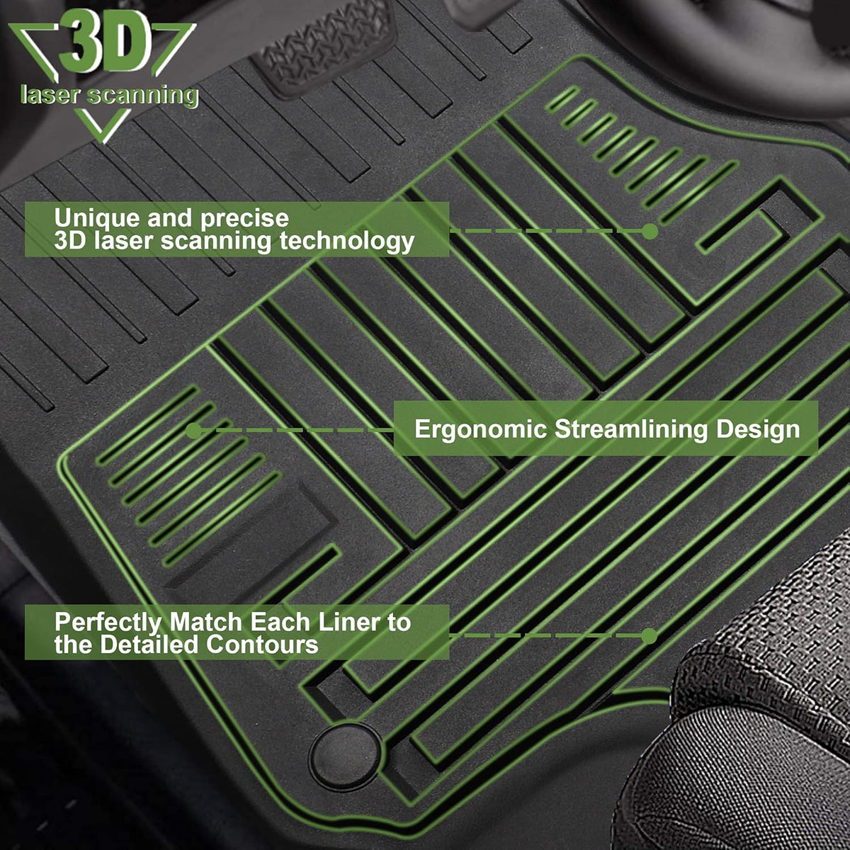Black TPE All Weather Floor Mats, Full Set of Front and Rear W312940