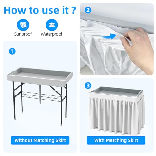 Folding Plastic Cooler Table with Drain Hose E361