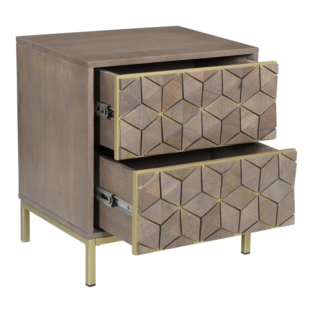 Gray 2-Drawer Wood Nightstand S80998