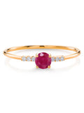 10K Yellow Gold Red Ruby and White Lab Grown Diamond Engagement Ring A29524