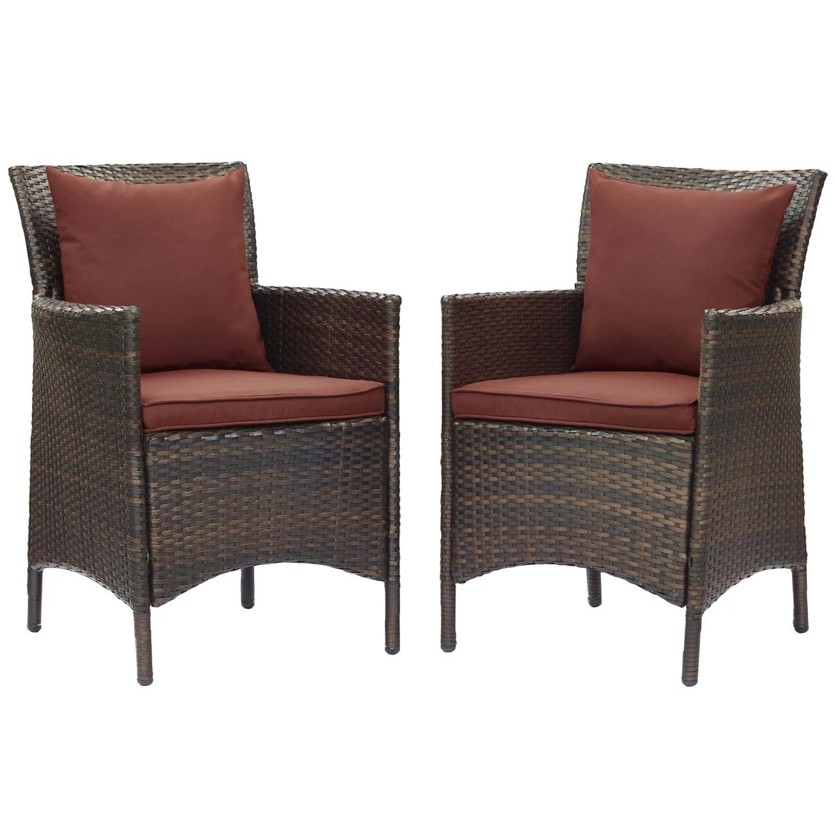 Set of 2 Brown Rattan Wicker Dining Chairs K25922