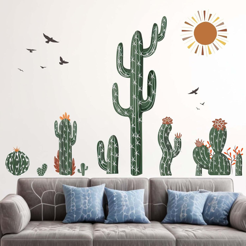 Green Plants Tropical Desert Cacti Wall Decals J3587
