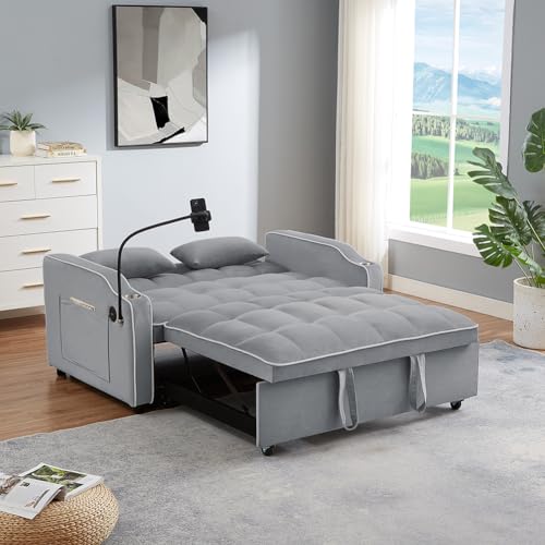 3-in-1 Velvet Convertible Sleeper Sofa Bed P5141