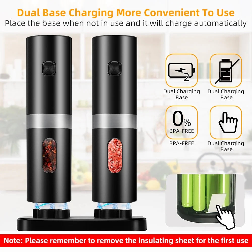 Rechargeable Electric Salt and Pepper Shakers, Set of 2 B29225